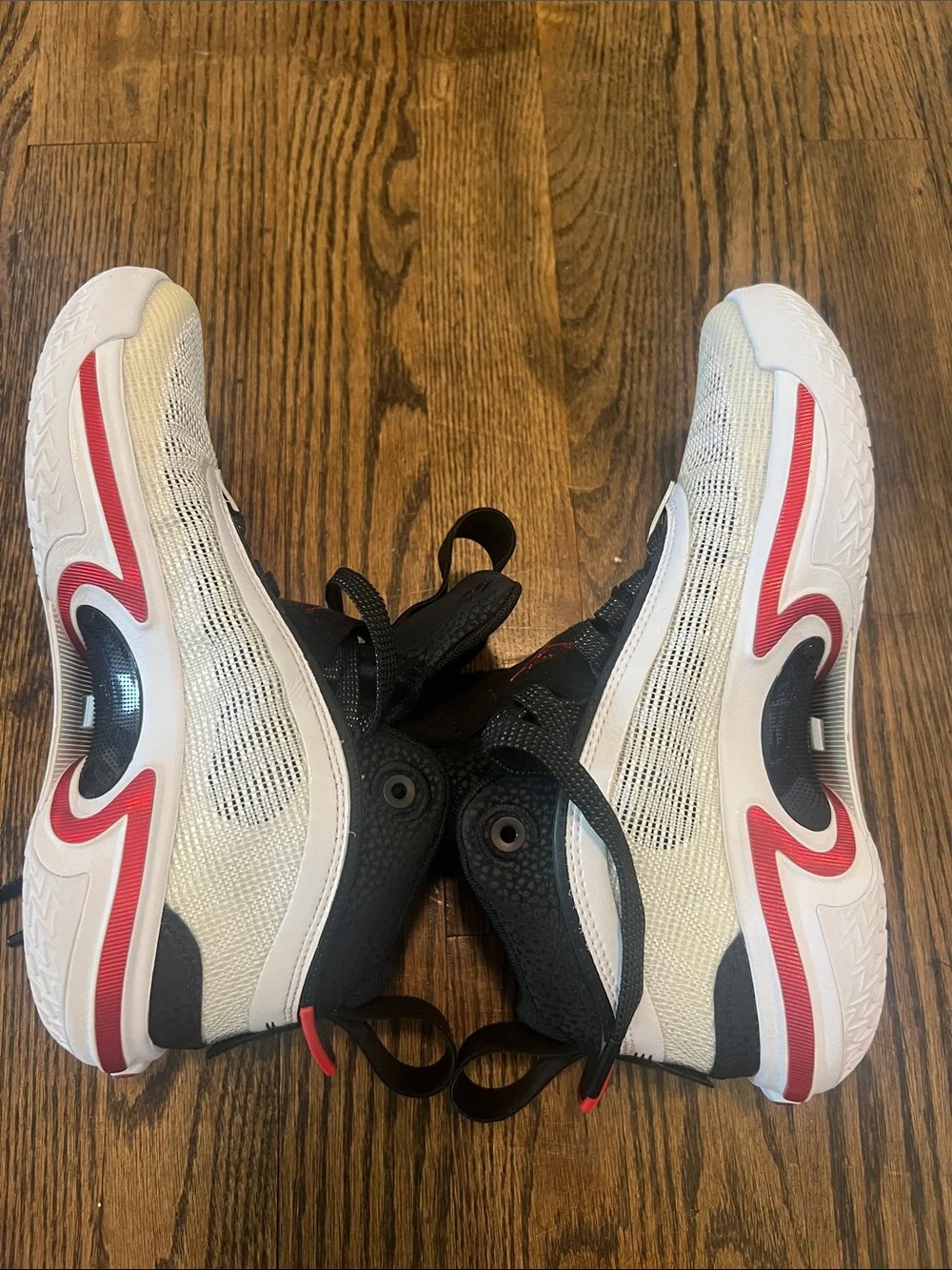 Jordan Kids' White Black Sneakers with Red Accents